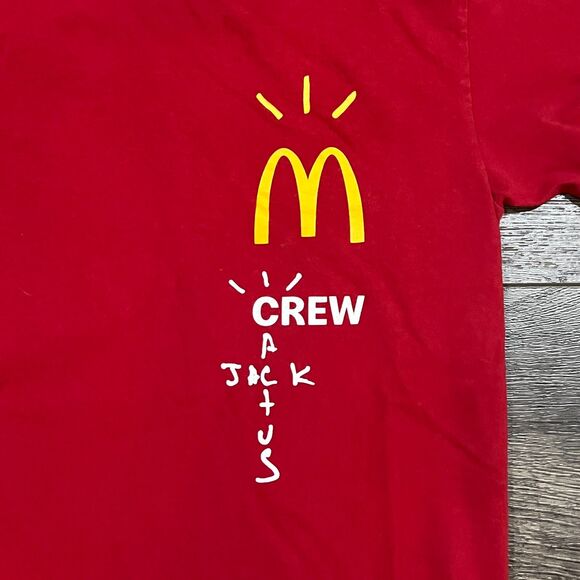 Travis Scott Cactus Jack McDonald’s Crew Tee Red Small Employee Exclusive 2020 - Picture 2 of 6